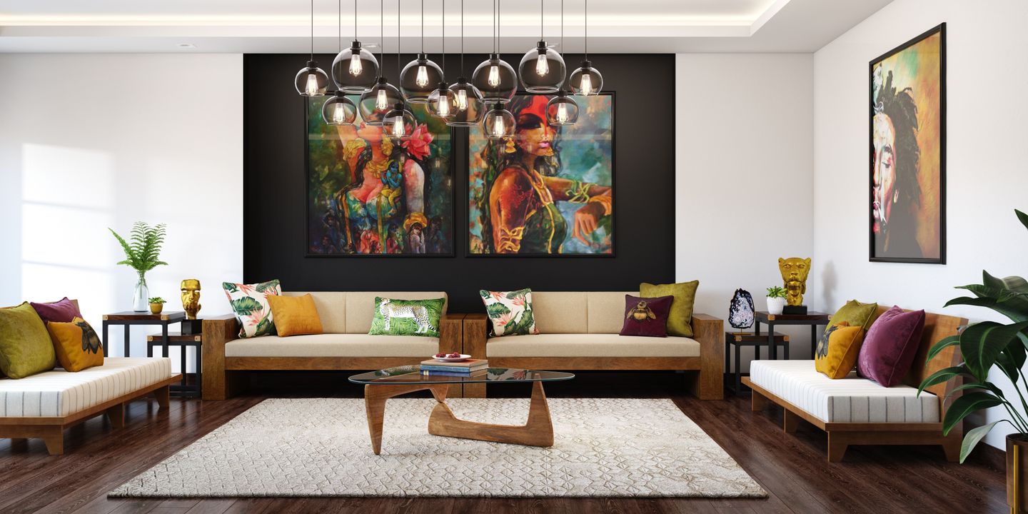Art Deco Spacious Living Room - Livspace