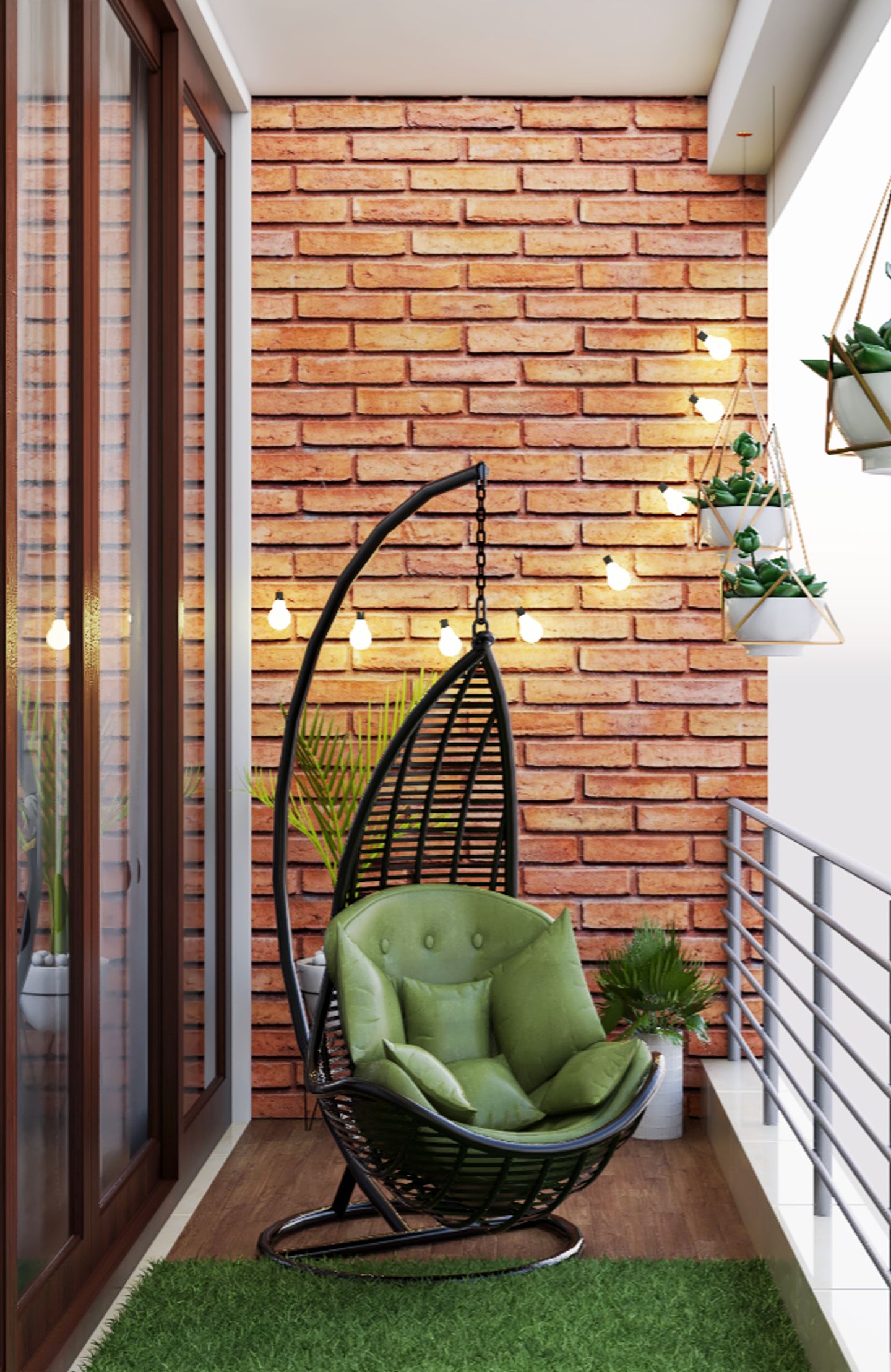 Cosy Balcony with Portable Swing - Livspace