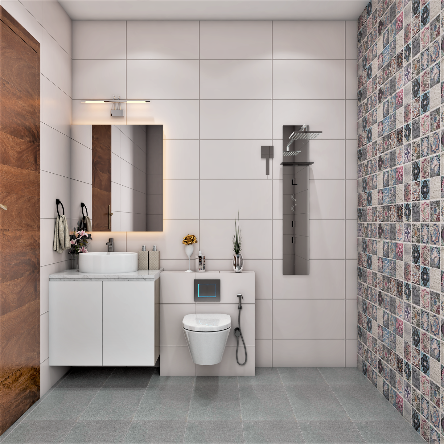 Minimal Style Compact Bathroom - Livspace