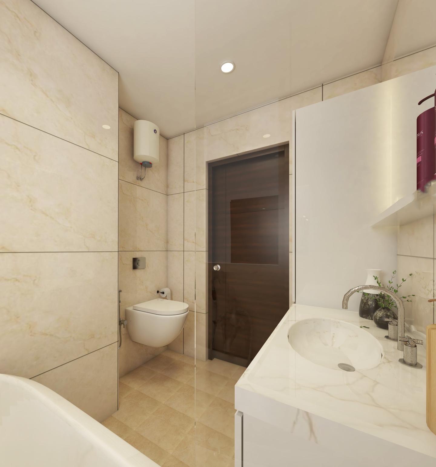 Contemporary Designed Compact Bathroom – Livspace