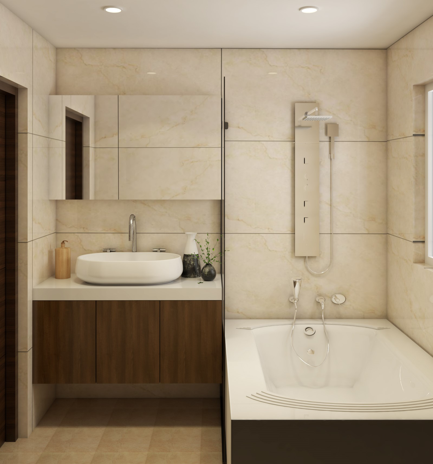 Contemporary Designed Compact Bathroom – Livspace