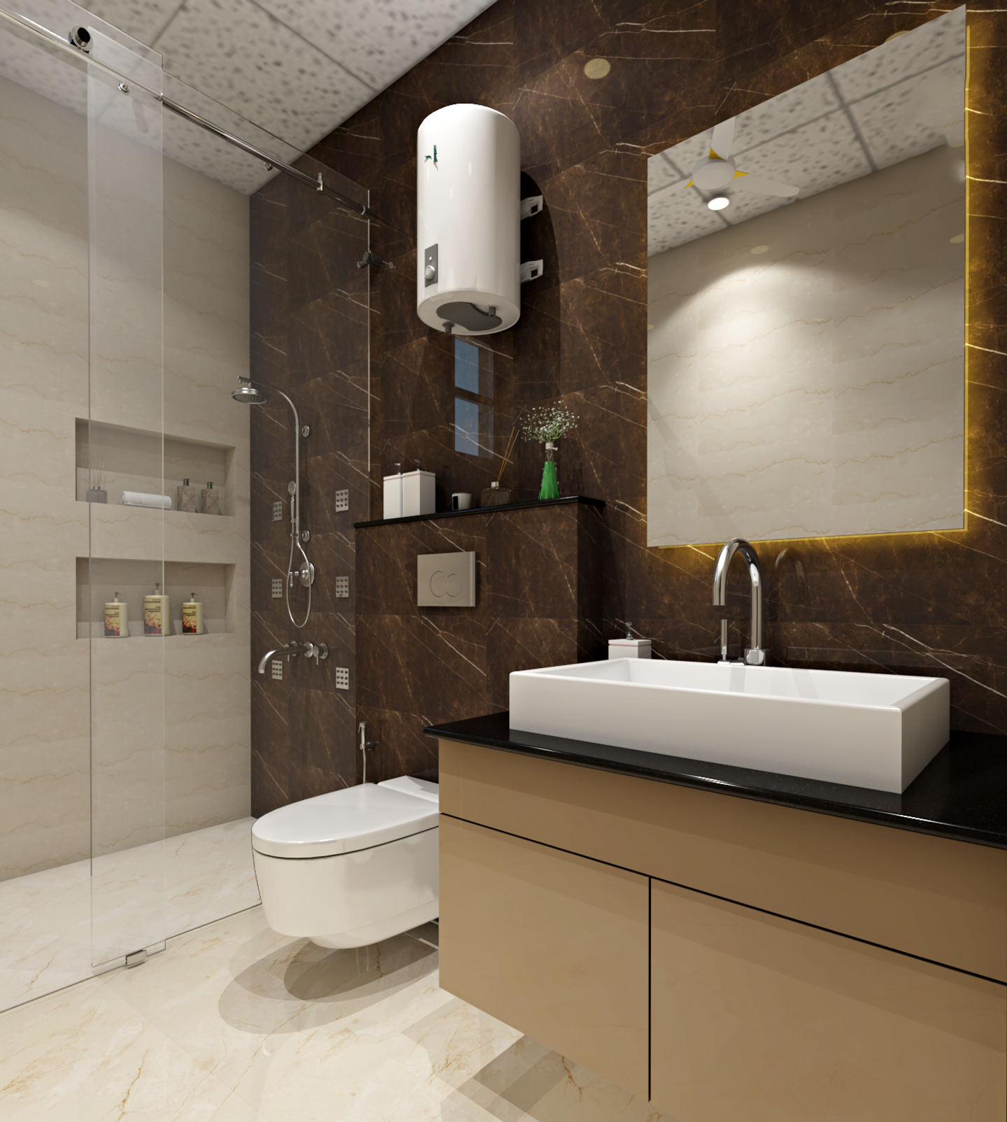 Convenient Spacious Contemporary Bathroom – Livspace