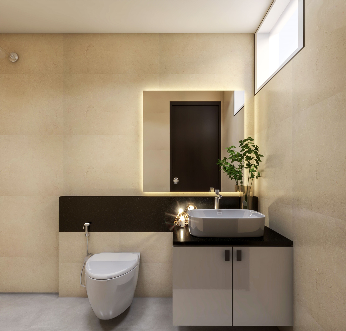 Streamlined Minimal Design Bathroom - Livspace