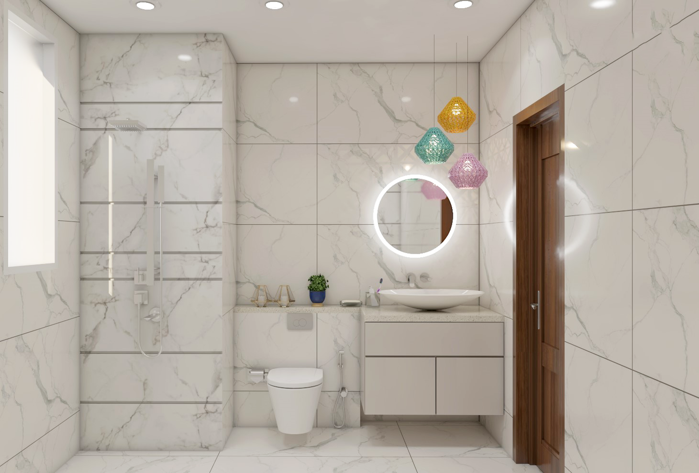 Structured Minimal Design Bathroom - Livspace