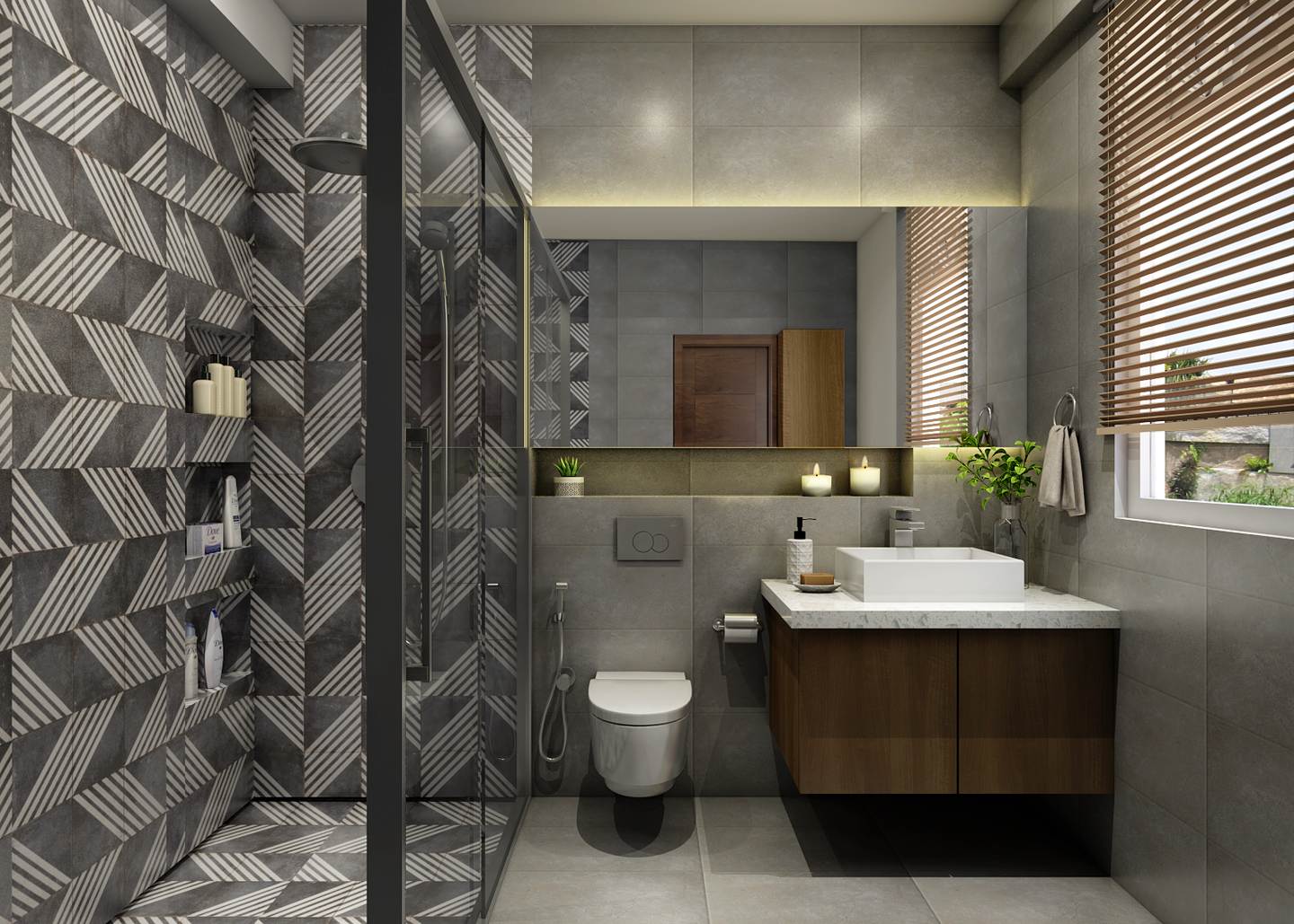 Bold Classic Design Compact Bathroom - Livspace