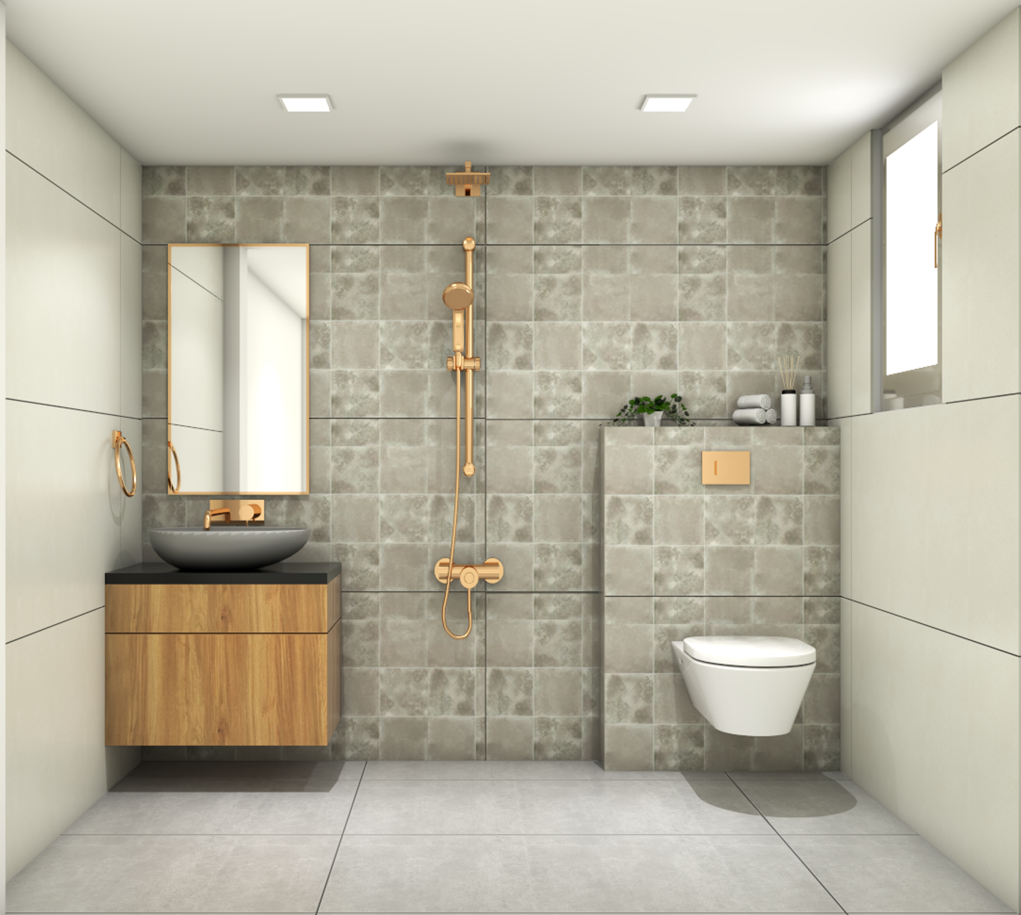 Non-fussy Economical Contemporary Design Bathroom - Livspace