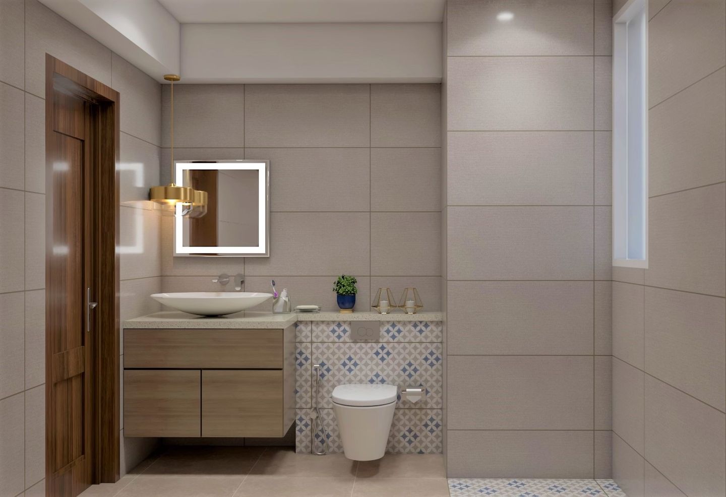 Well-lit Contemporary Design Bathroom | Livspace