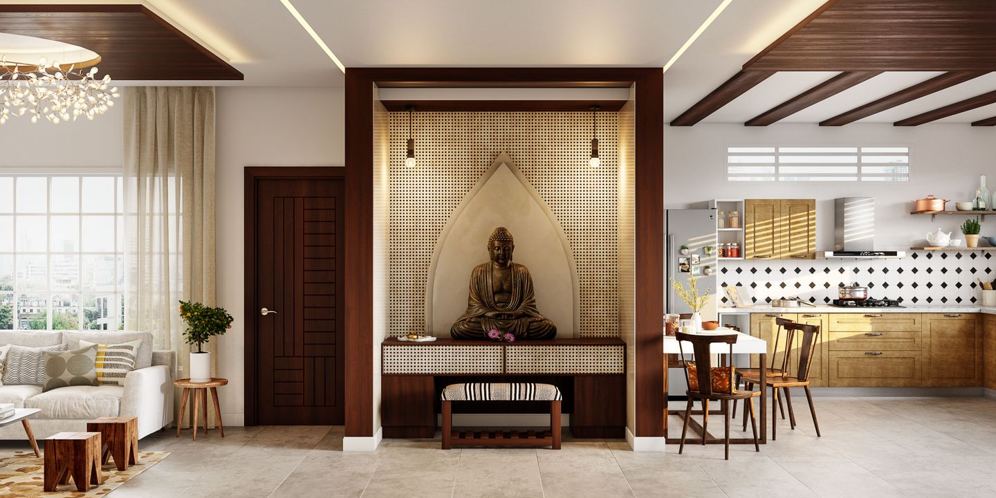 Contemporary, Multi-Functional Pooja Space