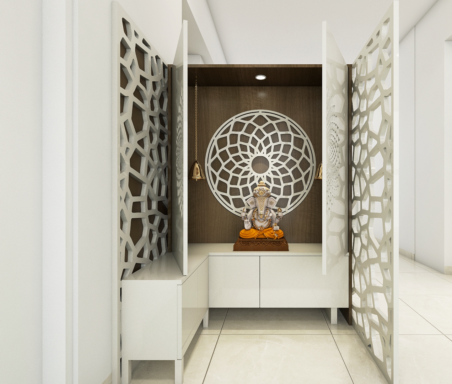 Elegant Compact Pooja Room Design - Livspace