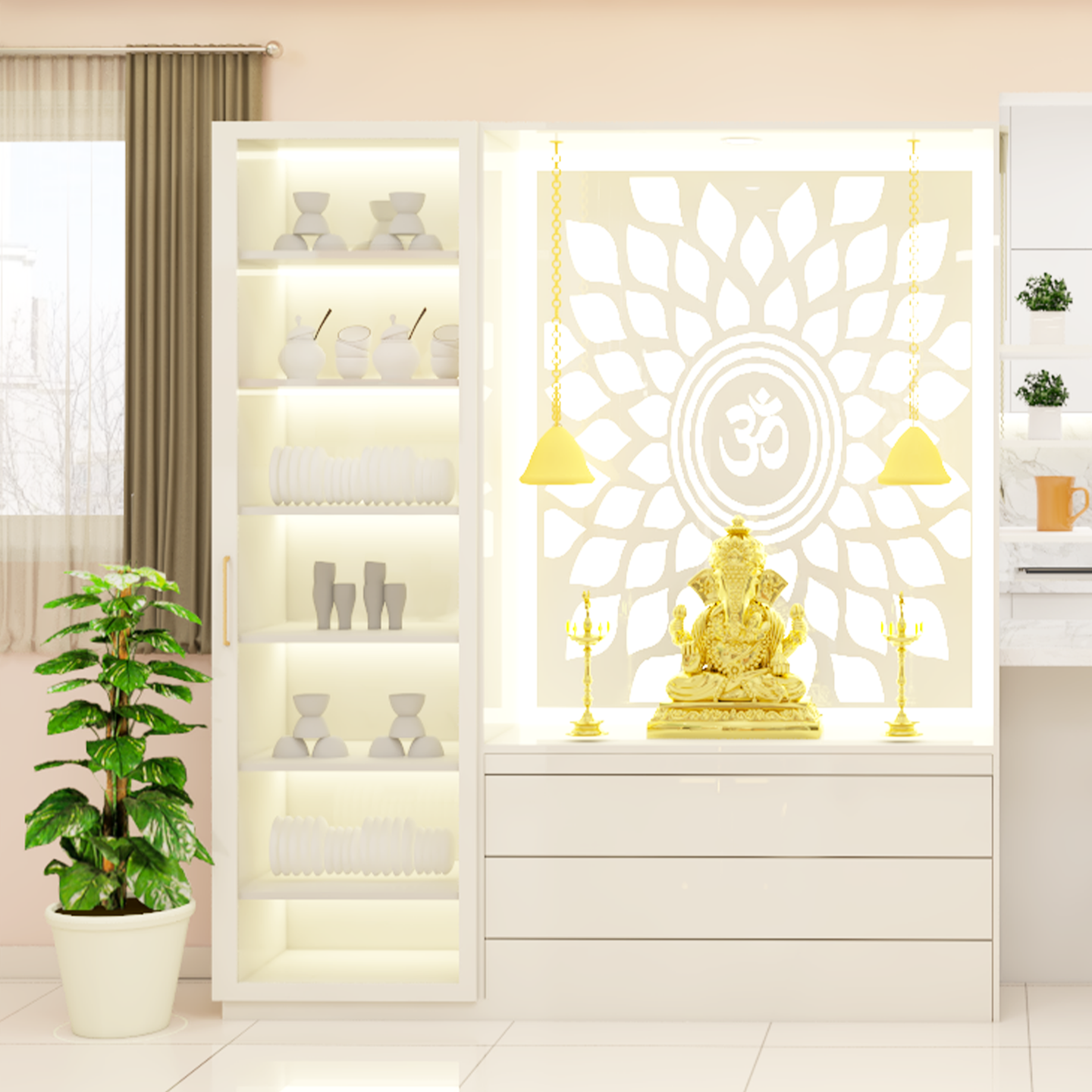 Basic Modern Pooja Room Design - Livspace
