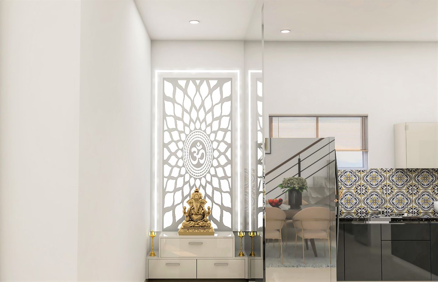 Elegant Compact Pooja Room Design - Livspace