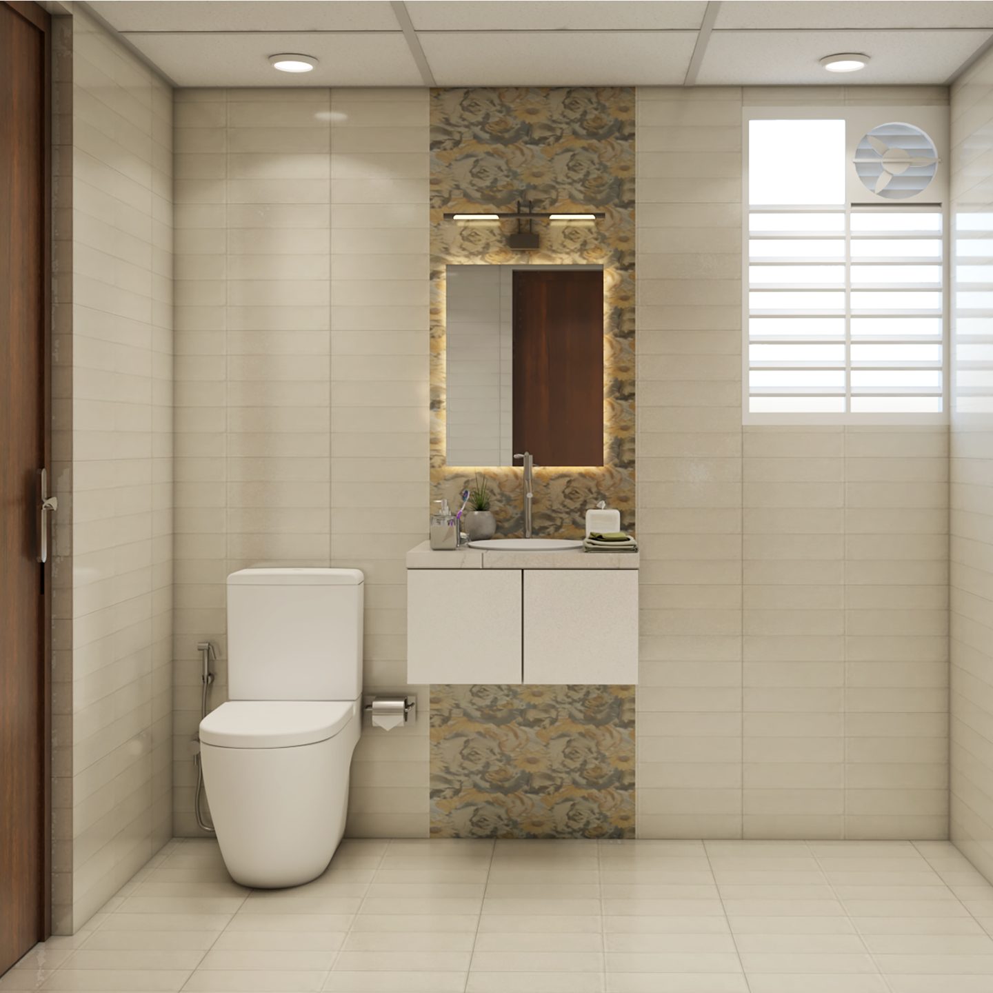 White Bathroom Design - Livspace