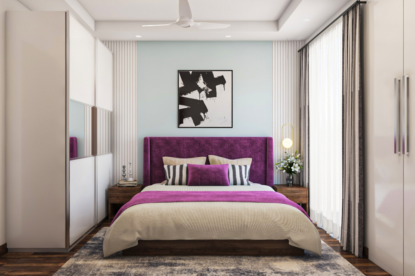 Purple Master Bedroom - Livspace