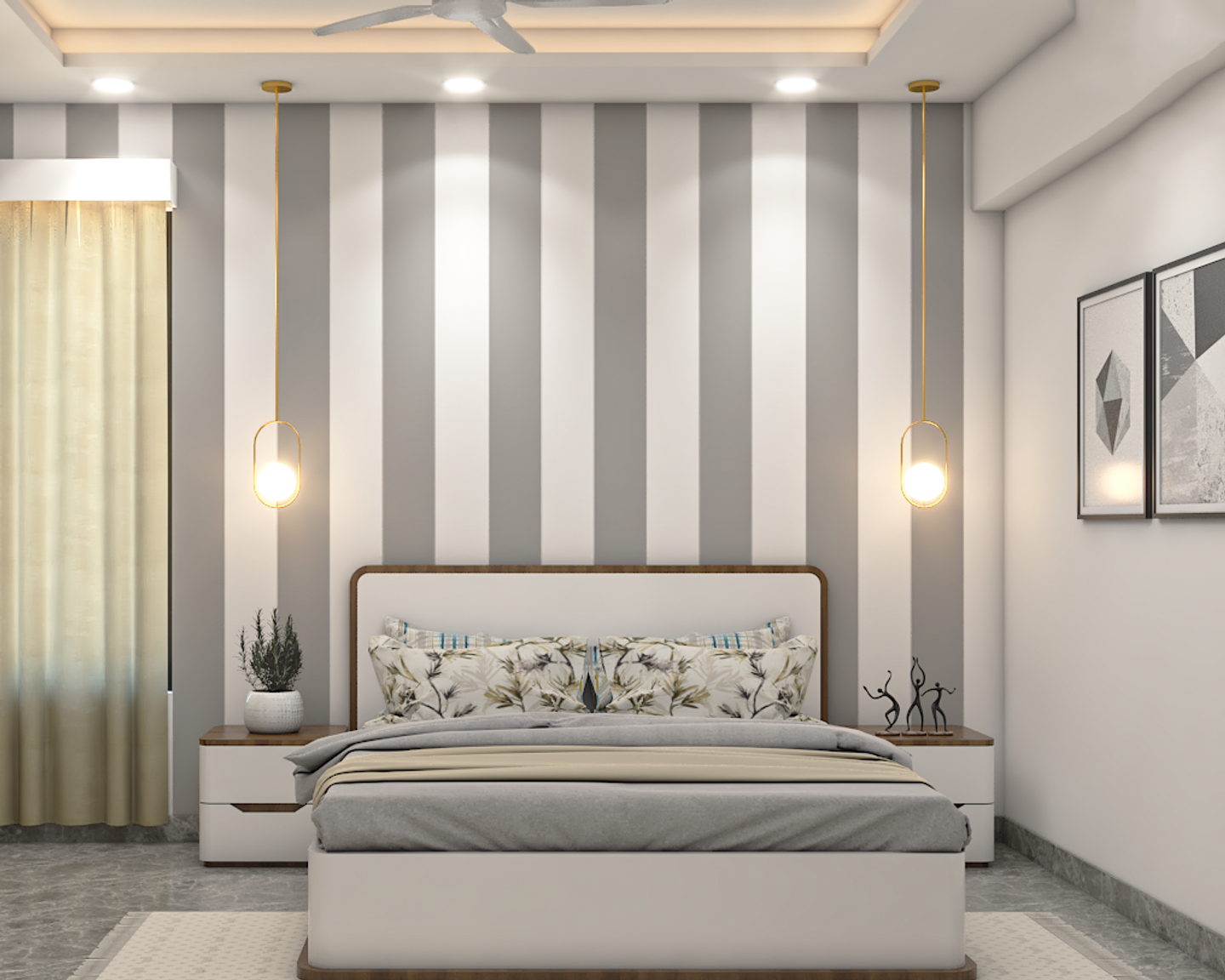 Grey And White Bedroom Wallpaper Livspace