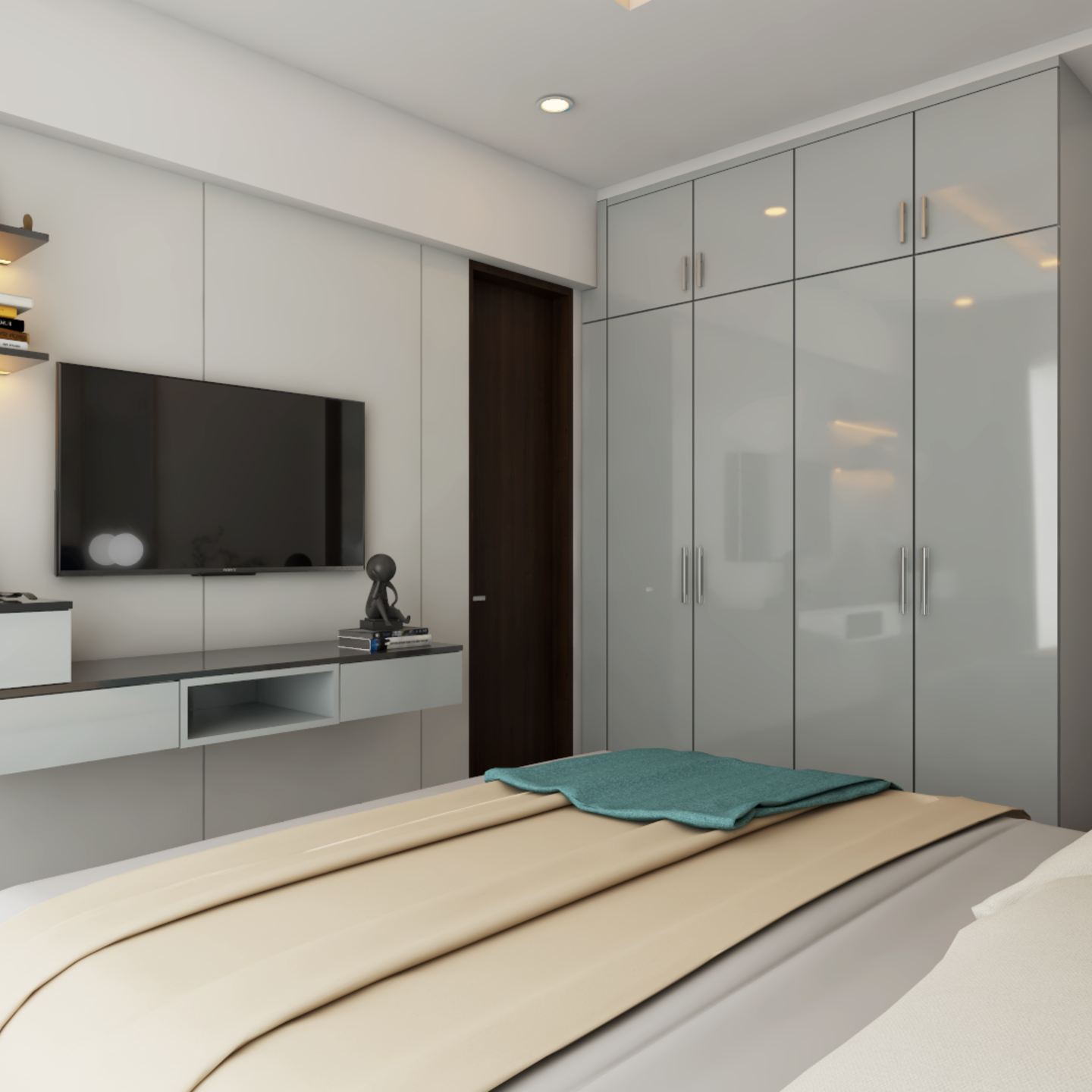 Grey Themed Bedroom - Livspace