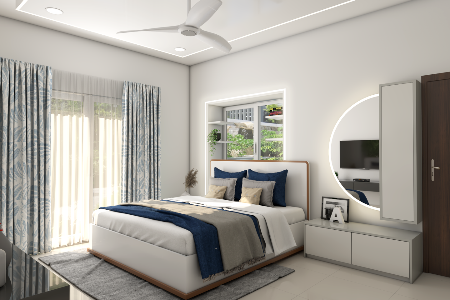 Pure White Master Bedroom - Livspace