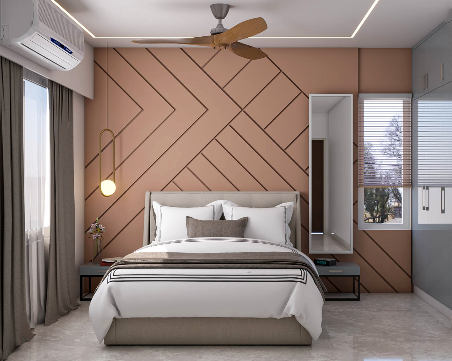 Grey And Brown Bedroom Design - Livspace
