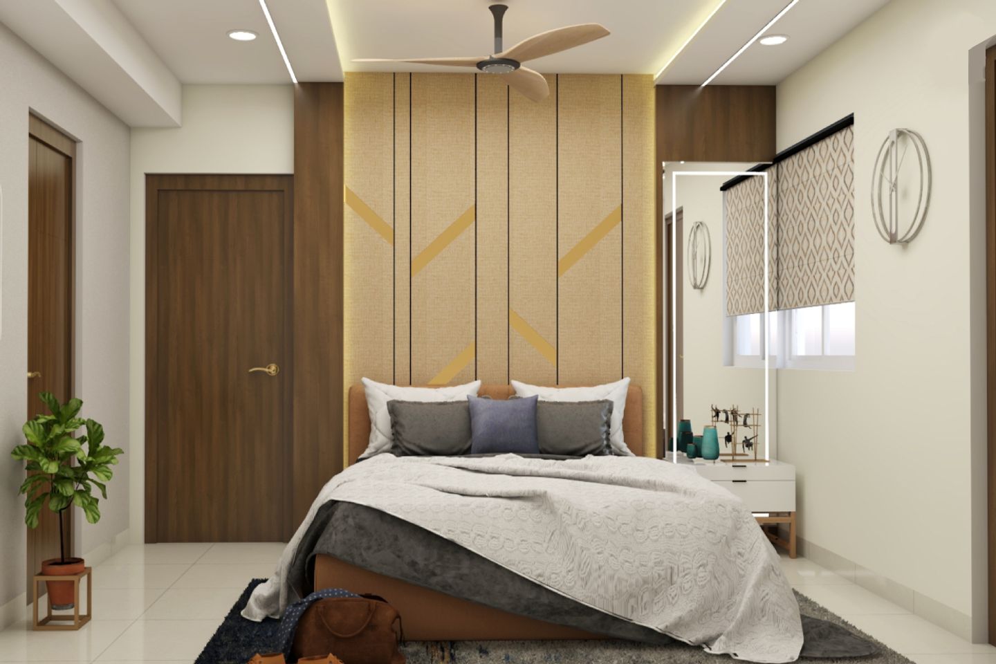Neutral Master Bedroom Design - Livspace
