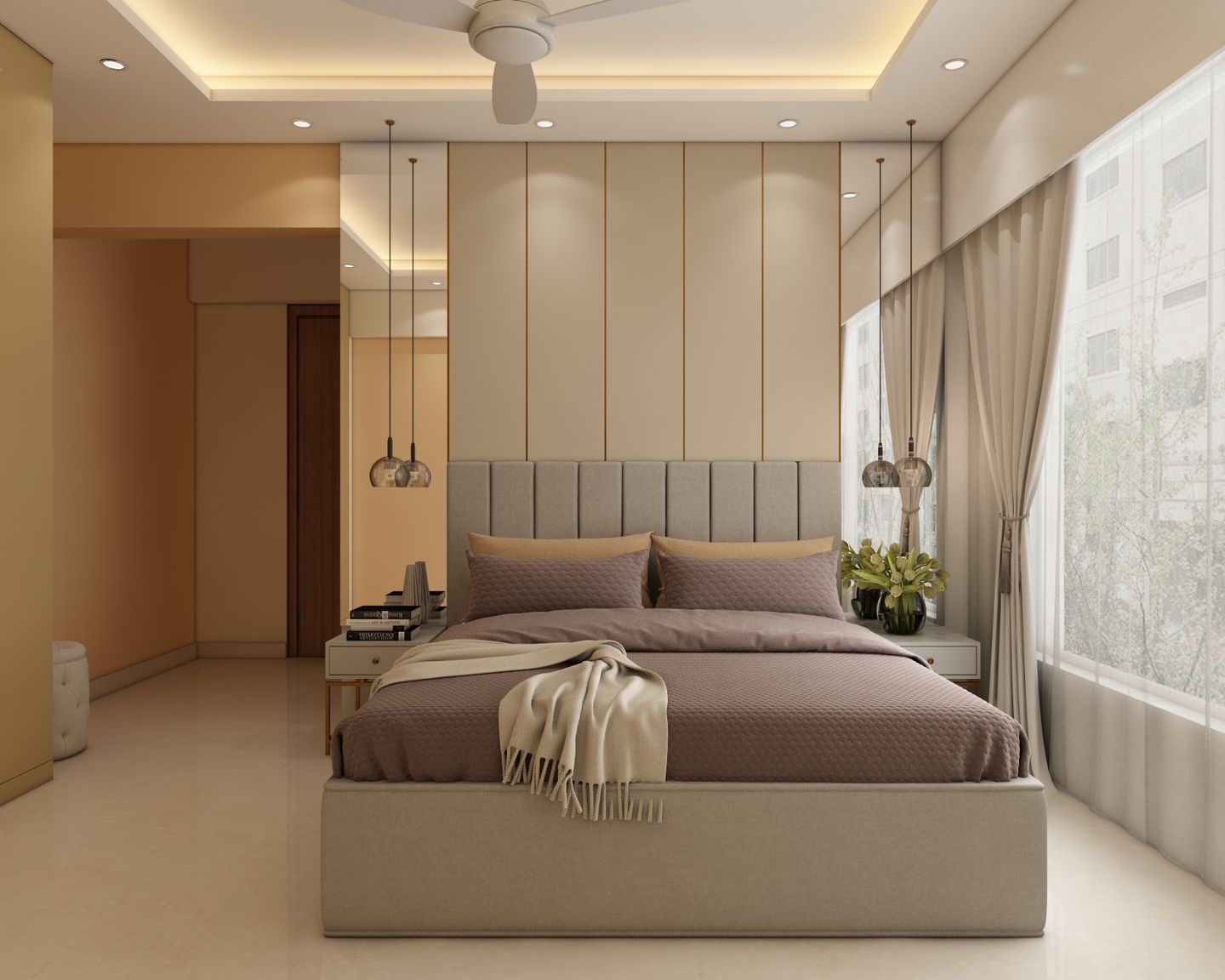 Modern Warm Toned Bedroom Design - Livspace