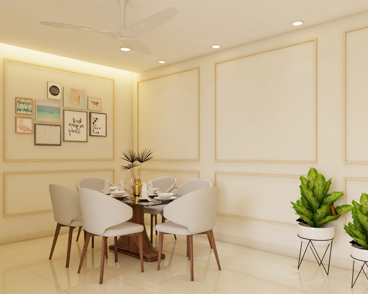 Off-White Dining Room Design - Livspace