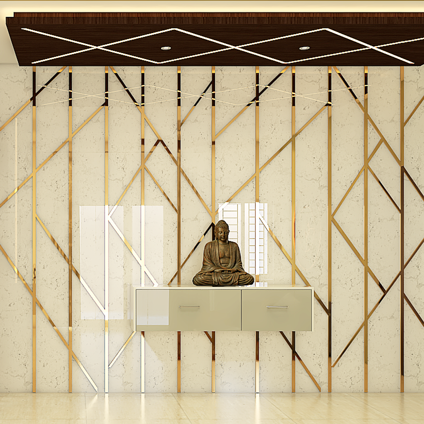 Contemporary Golden Foyer - Livspace