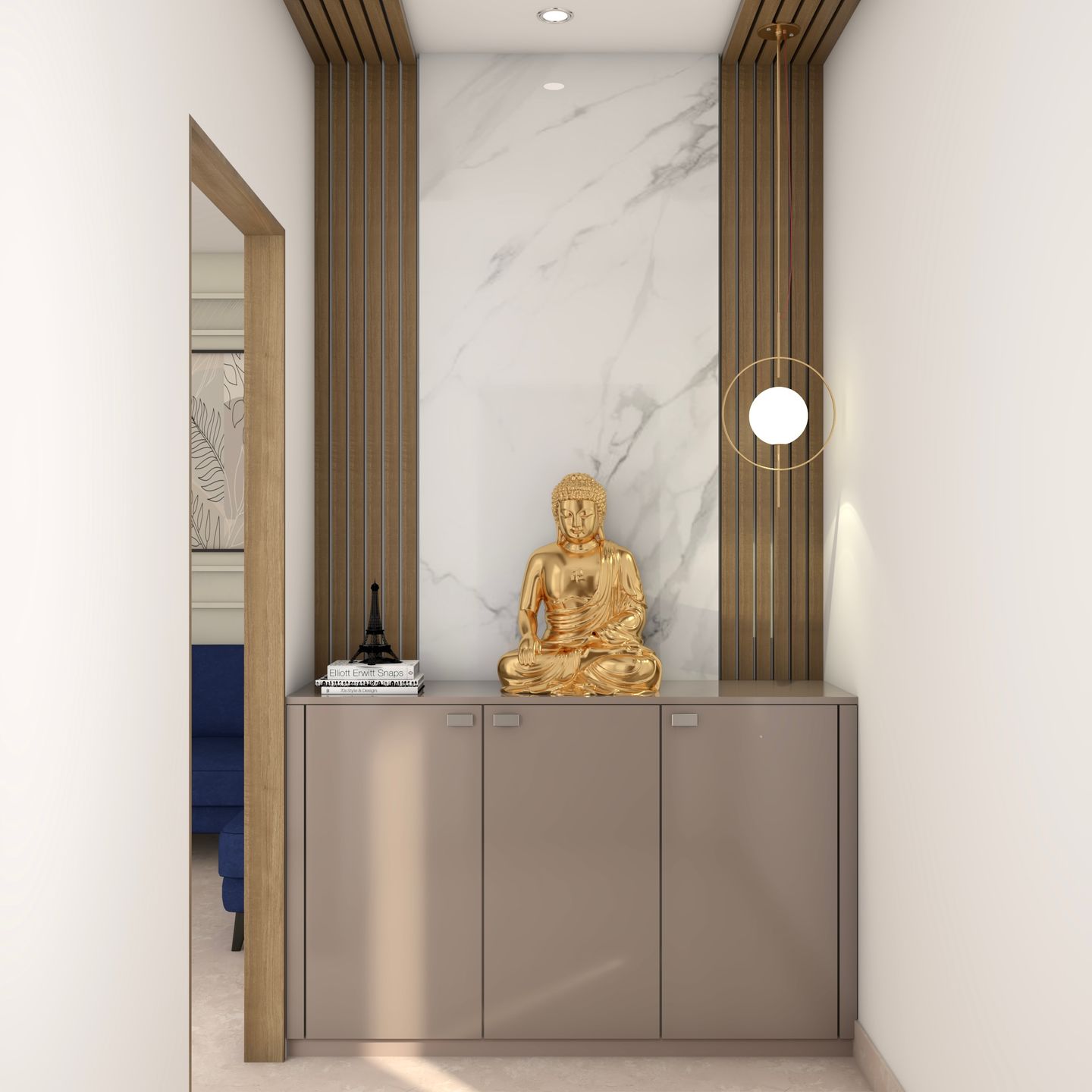 Contemporary Foyer Design With Storage Unit | Livspace