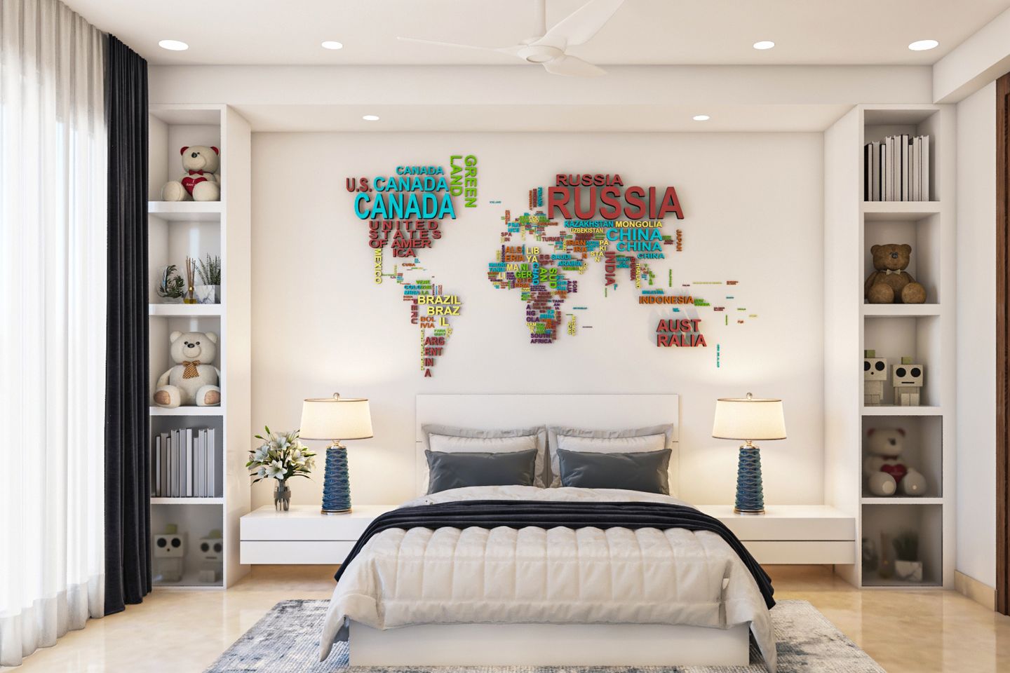 Kids Bedroom with World Map - Livspace