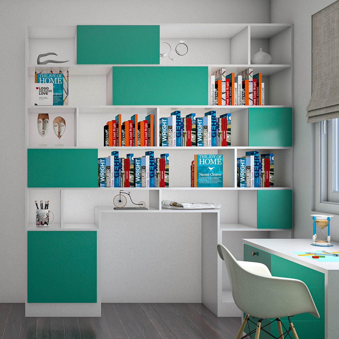 Turquoise Blue-Themed Kids Bedroom Design With Contemporary Decor ...