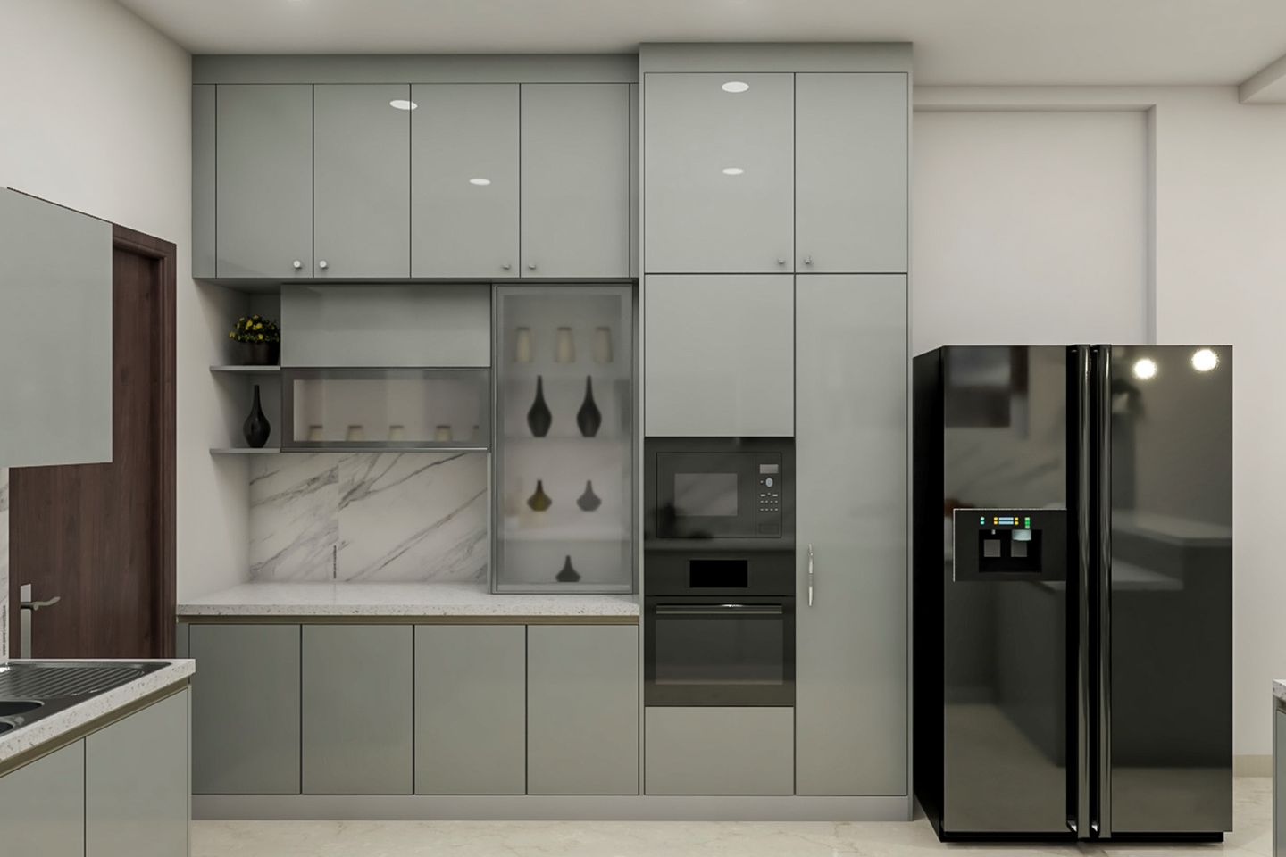 Modern Kitchen Design In Grey - Livspace