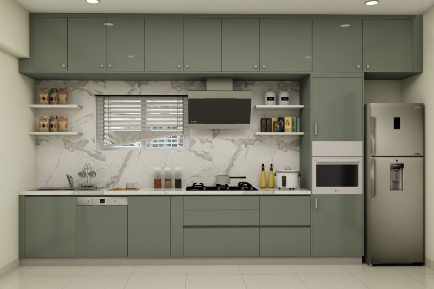 Grey Modular Kitchen Design - Livspace
