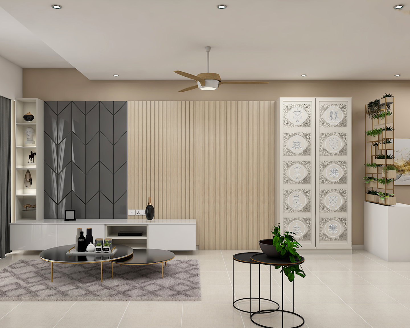 Multifunctional Living Room Design - Livspace