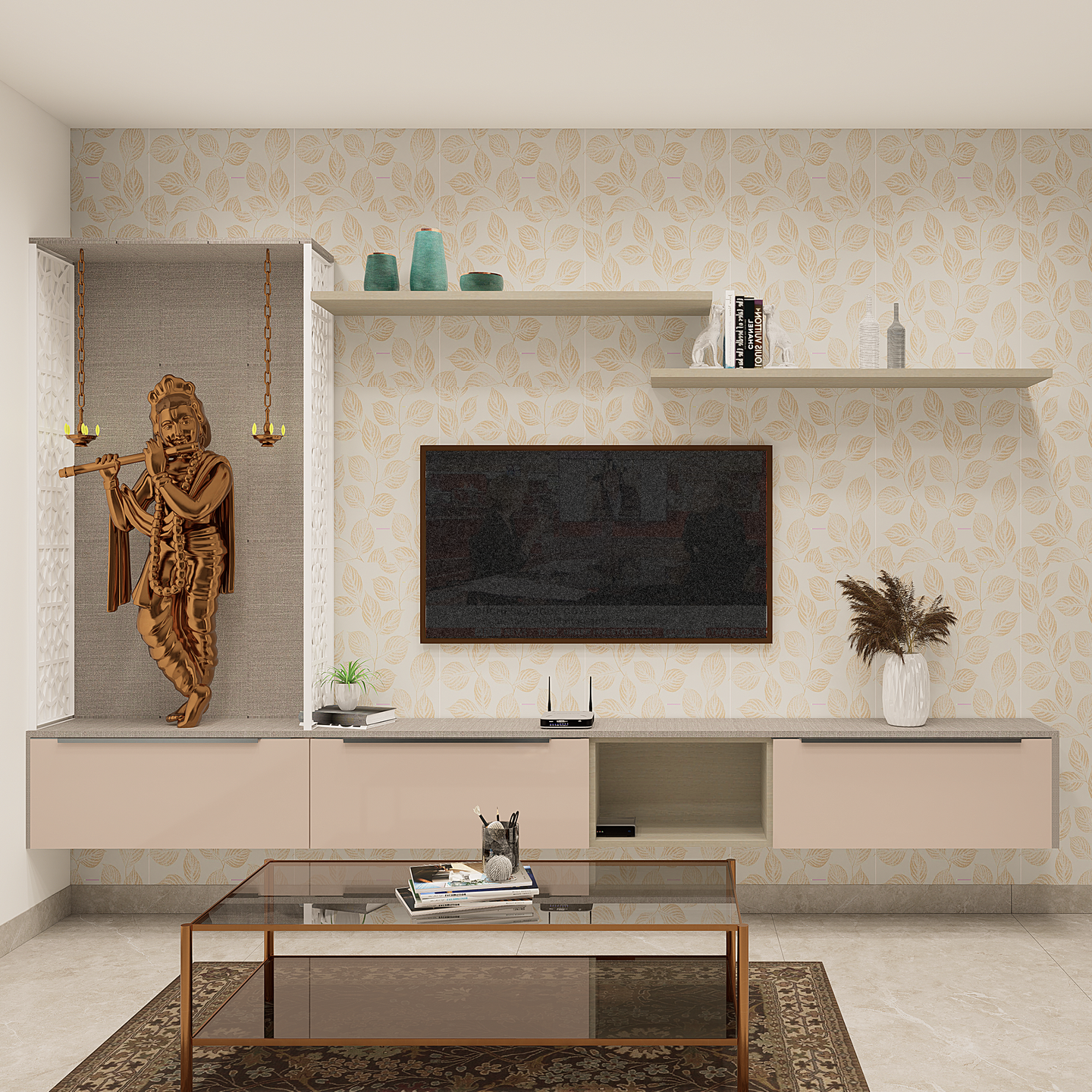 Grey And Brown Wallpaper Design - Livspace