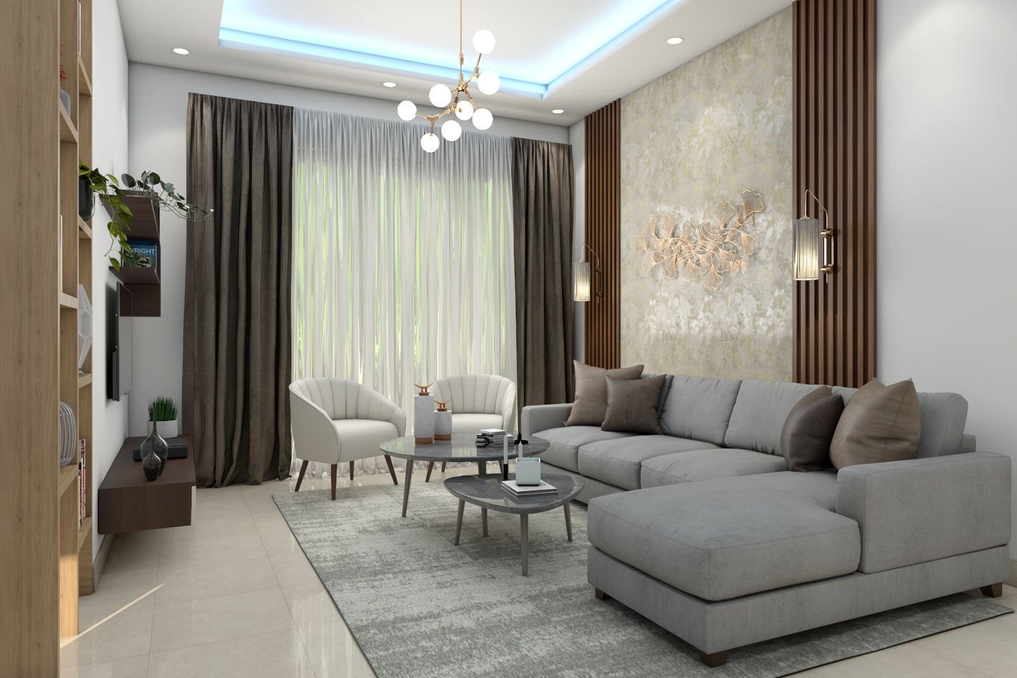 Classy Living Room Design - Livspace