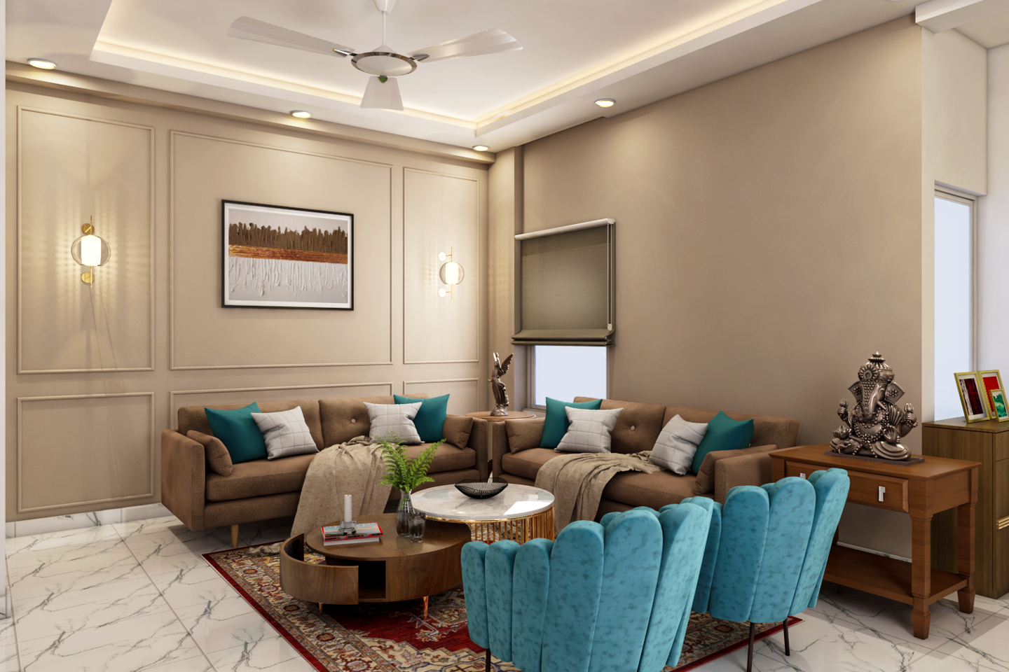 Low Maintenance Compact Living Room Design - Livspace