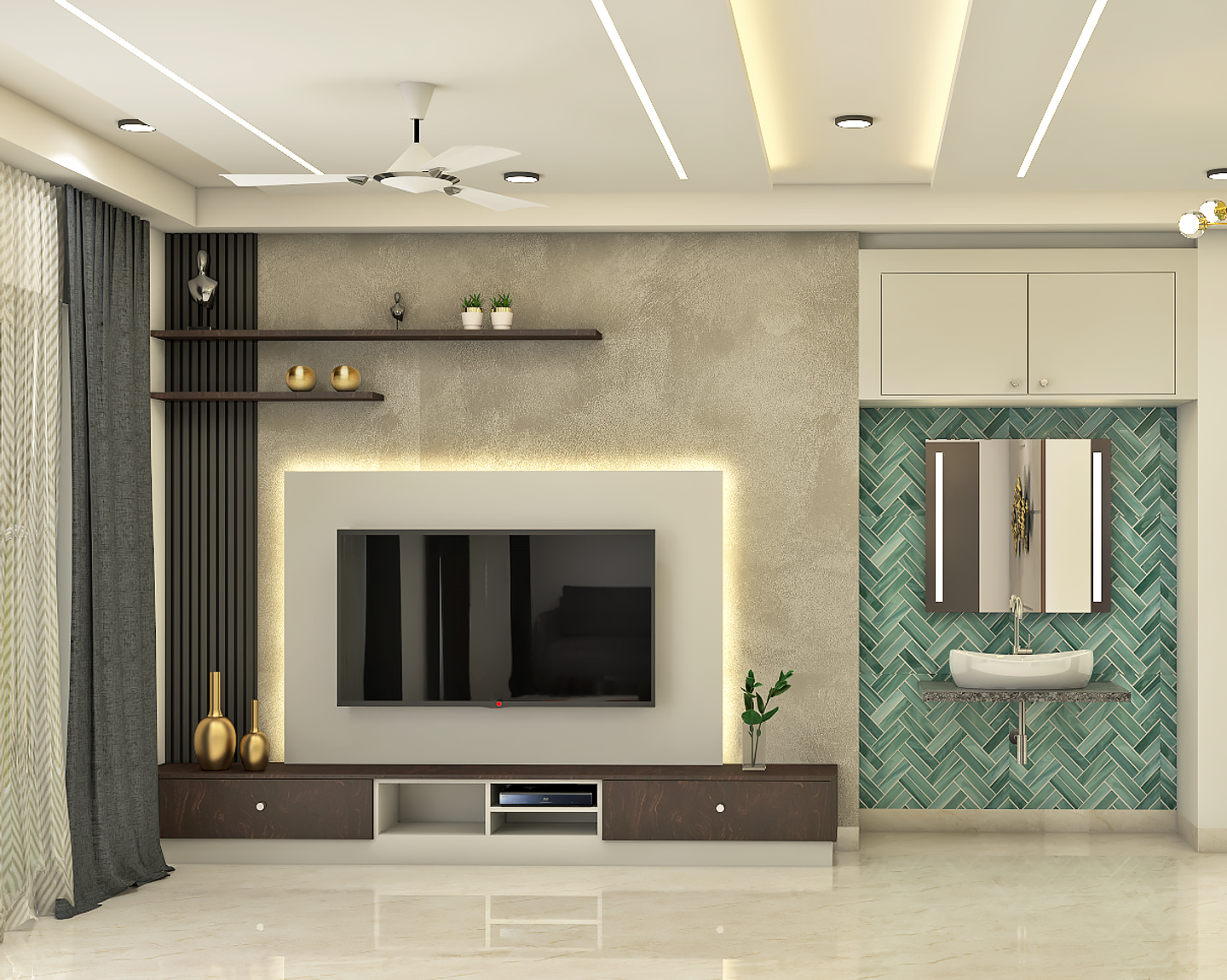 Rustic Living Room Design Idea - Livspace