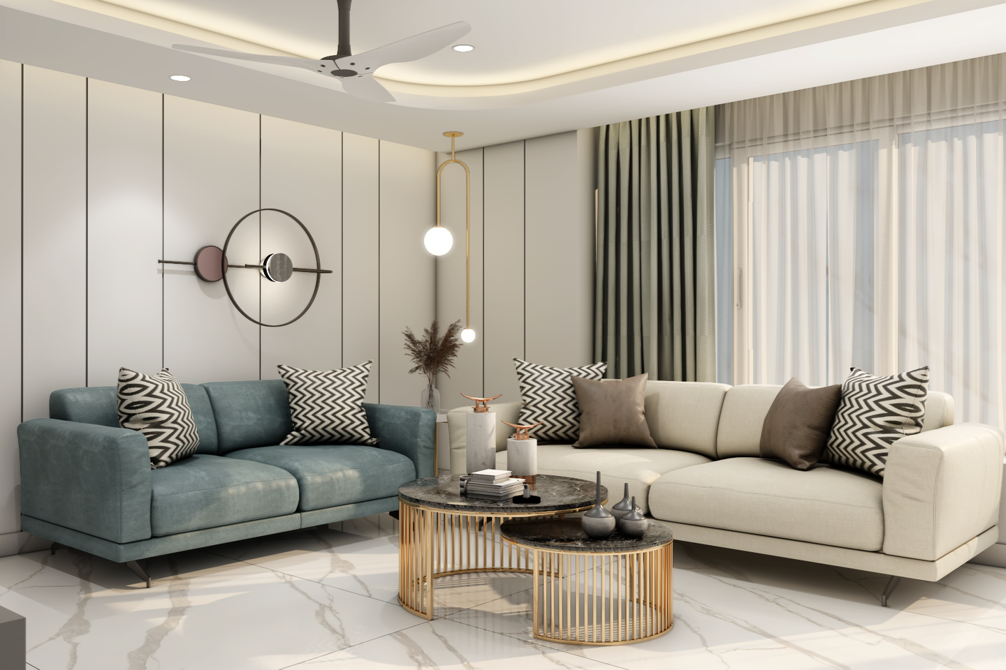 Convenient Living Room Design - Livspace