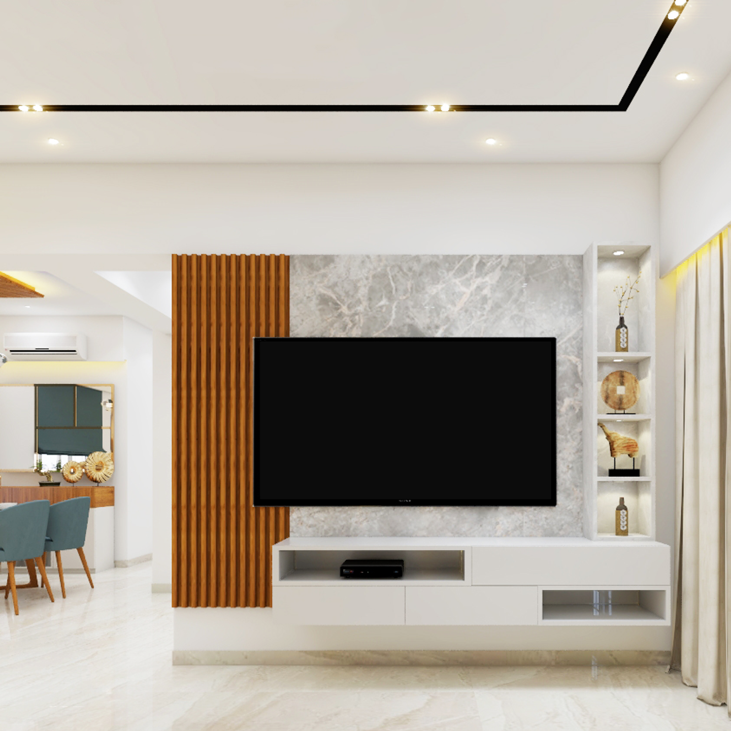 Compact TV Unit Design For Rental Properties - Livspace