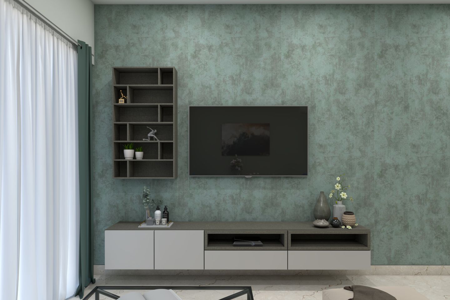 Grey And Blue Wallpaper - Livspace
