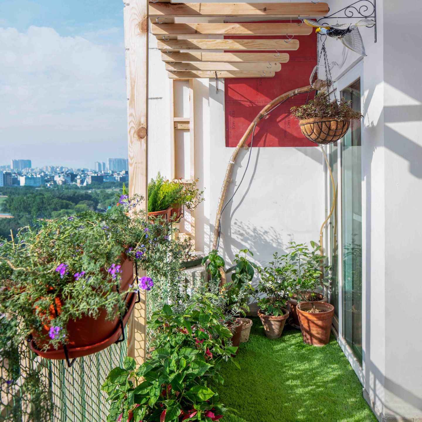 3X5 Ft Balcony Design With Grass Flooring - Livspace