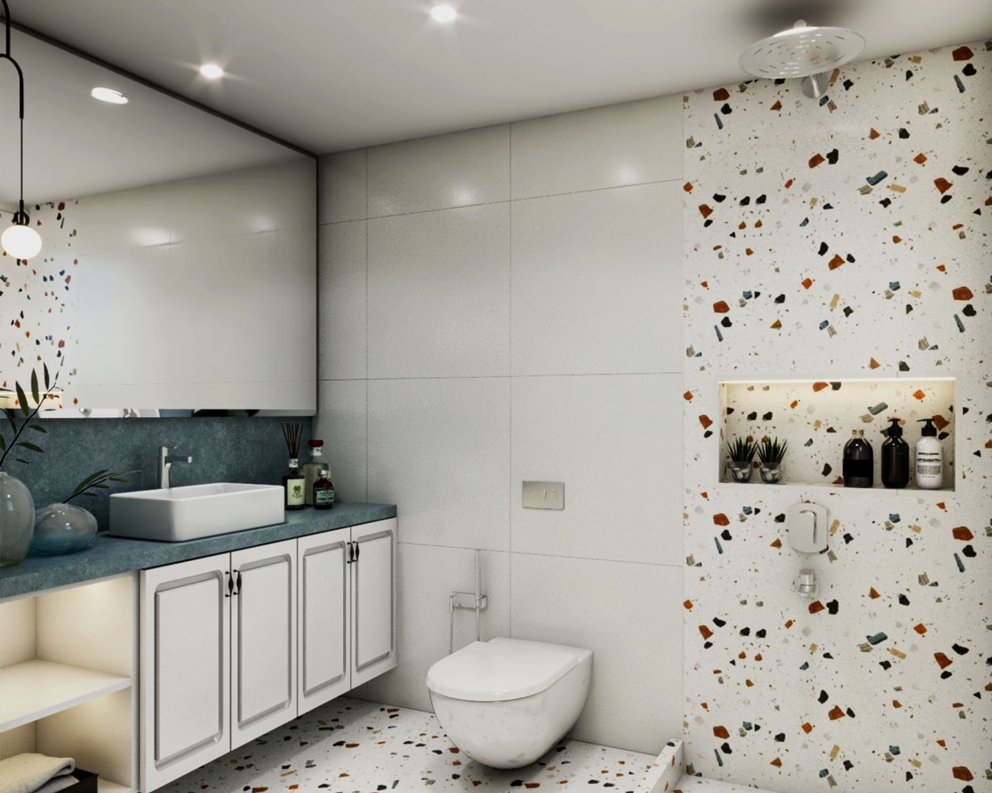 8X5 Ft White Bathroom With Vanity Unit - Livspace