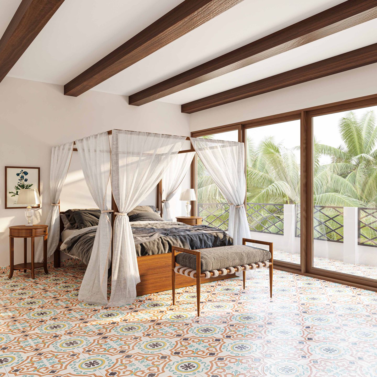 6x6 Inches Vintage Multicoloured Flooring Design - Livspace