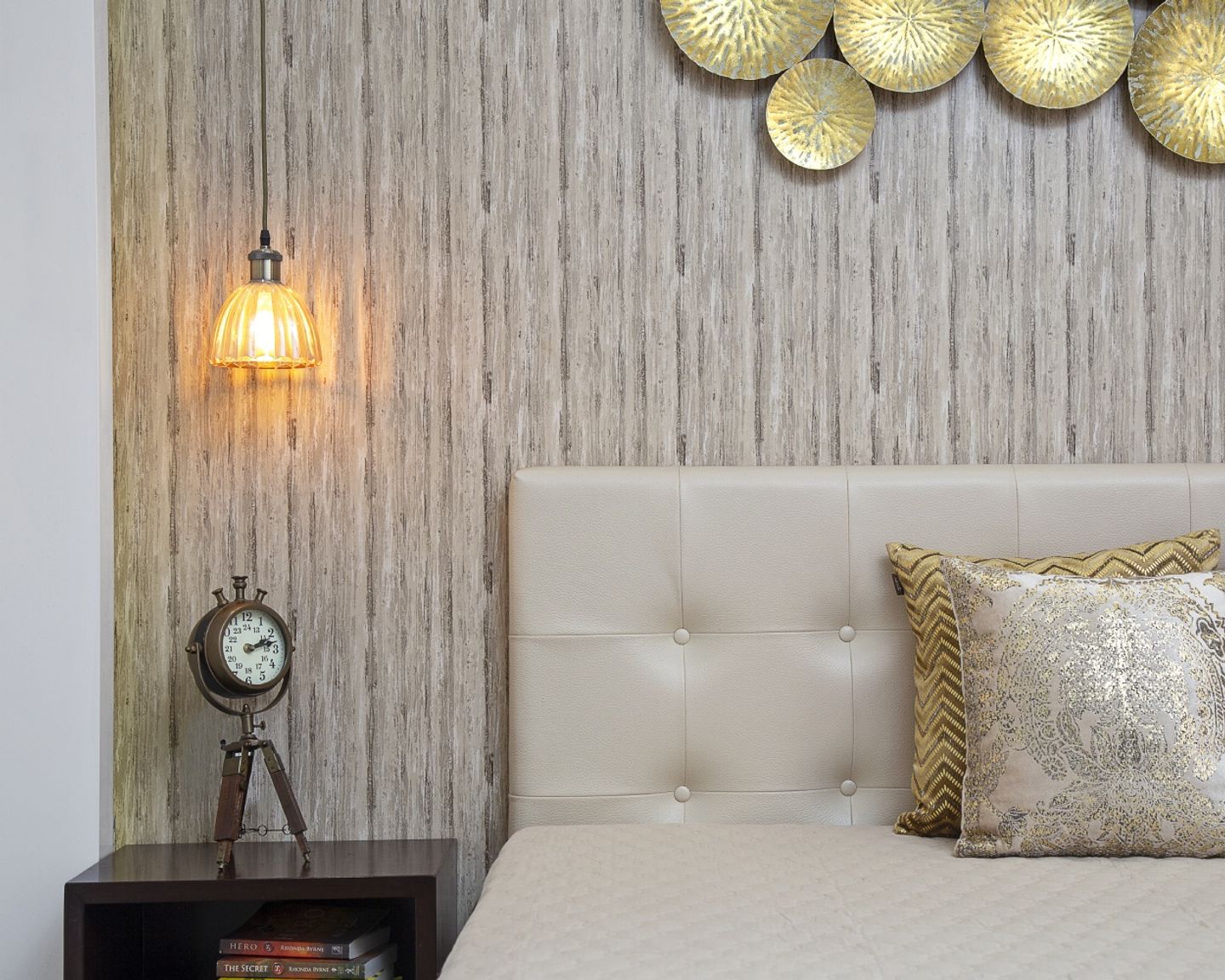 Wooden Brown Wallpaper Design For Bedroom | Livspace