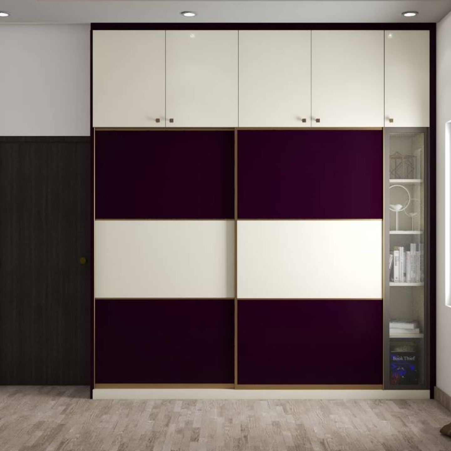 Purple And White Wardrobe Design With A Glossy Finish Livspace