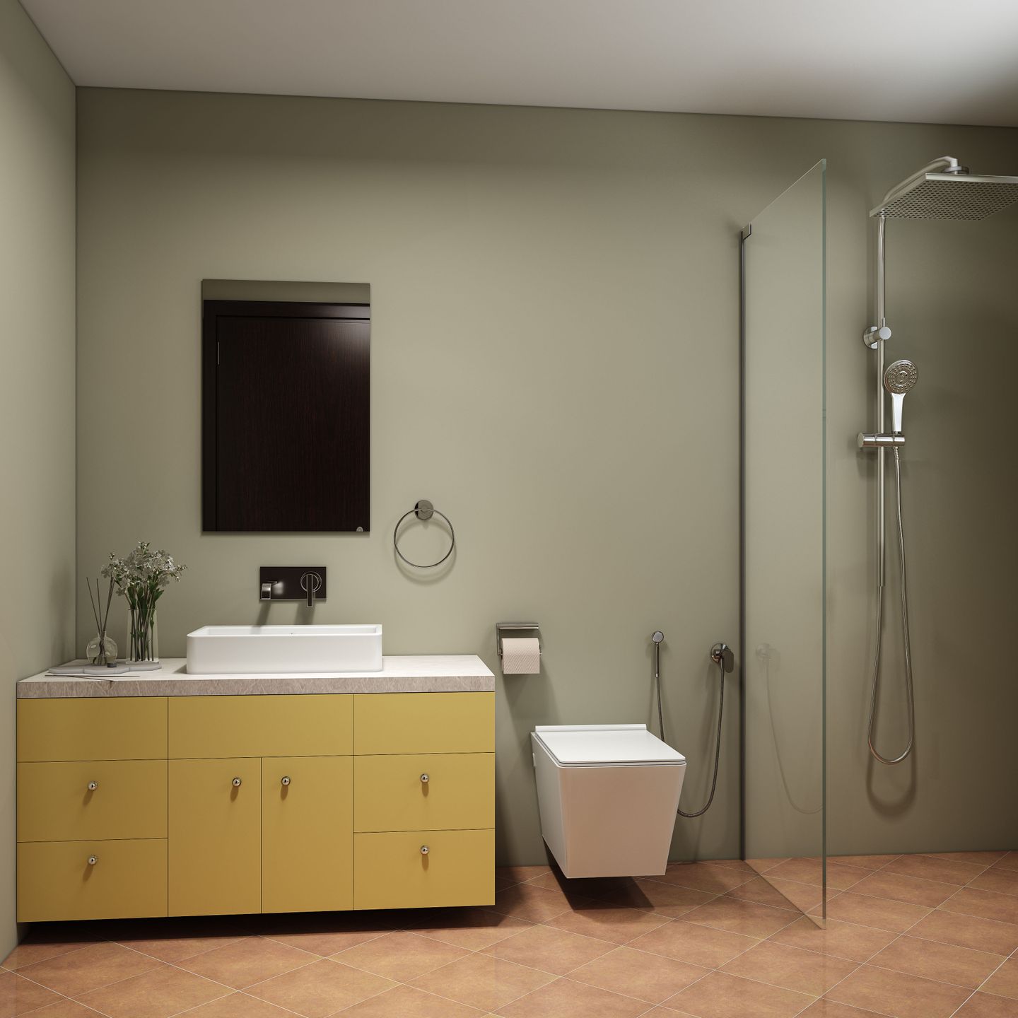 Light Green Wall Paint Design For Bathrooms Livspace