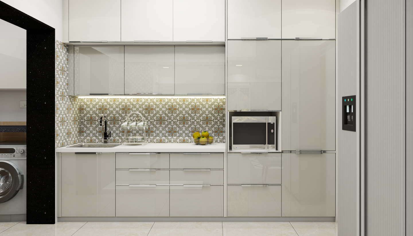 Premium White Coloured Kitchen - Livspace