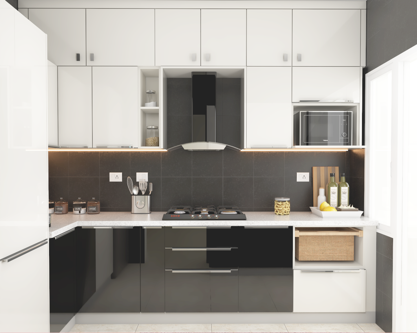 Premium Two-Toned Kitchen Design - Livspace