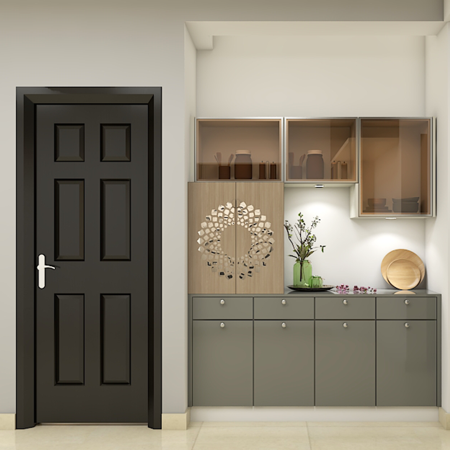 Contrasting Modern Foyer Design - Livspace
