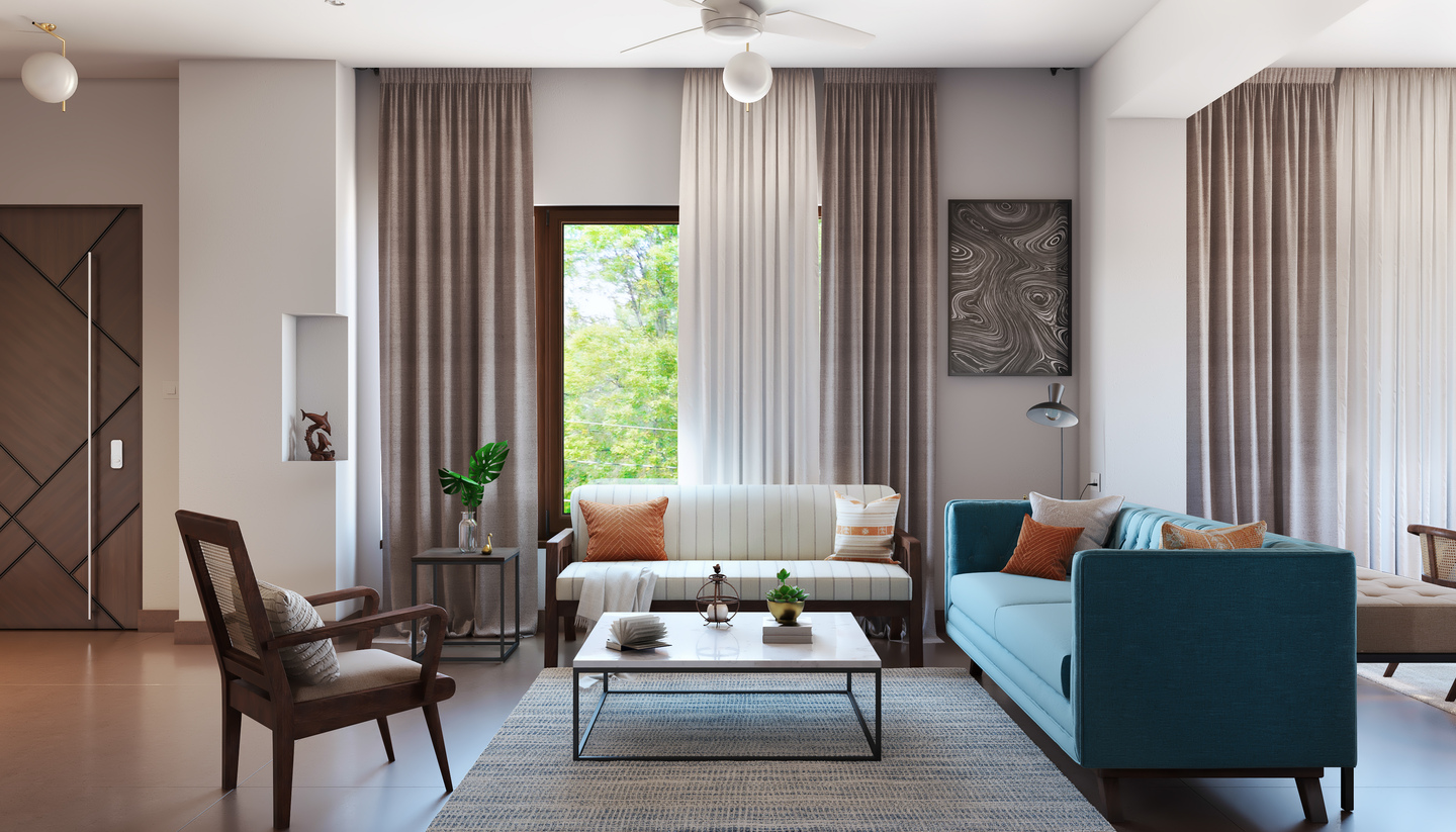 Spacious Contemporary Style Living Room - Livspace