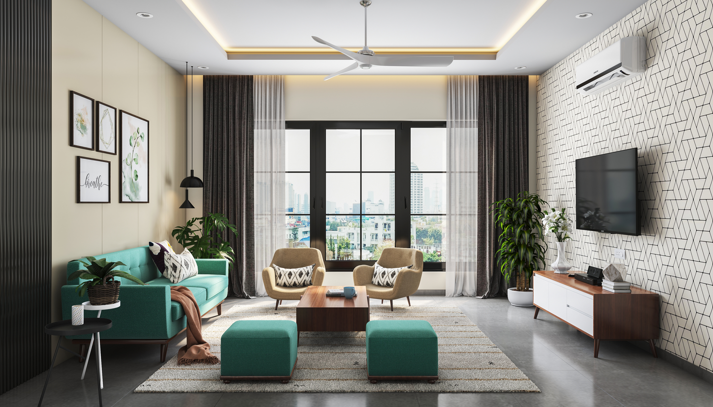 Modern Stylish Spacious Living Room - Livspace