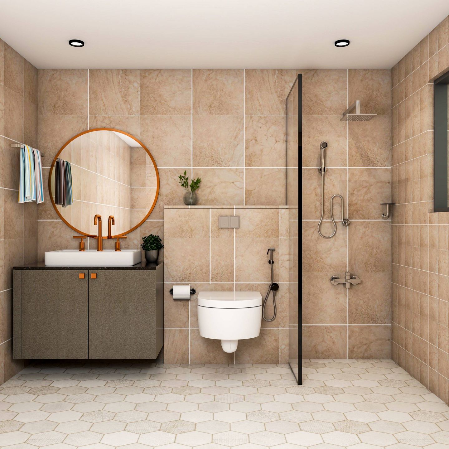 Modern Spacious Bathroom Design - Livspace